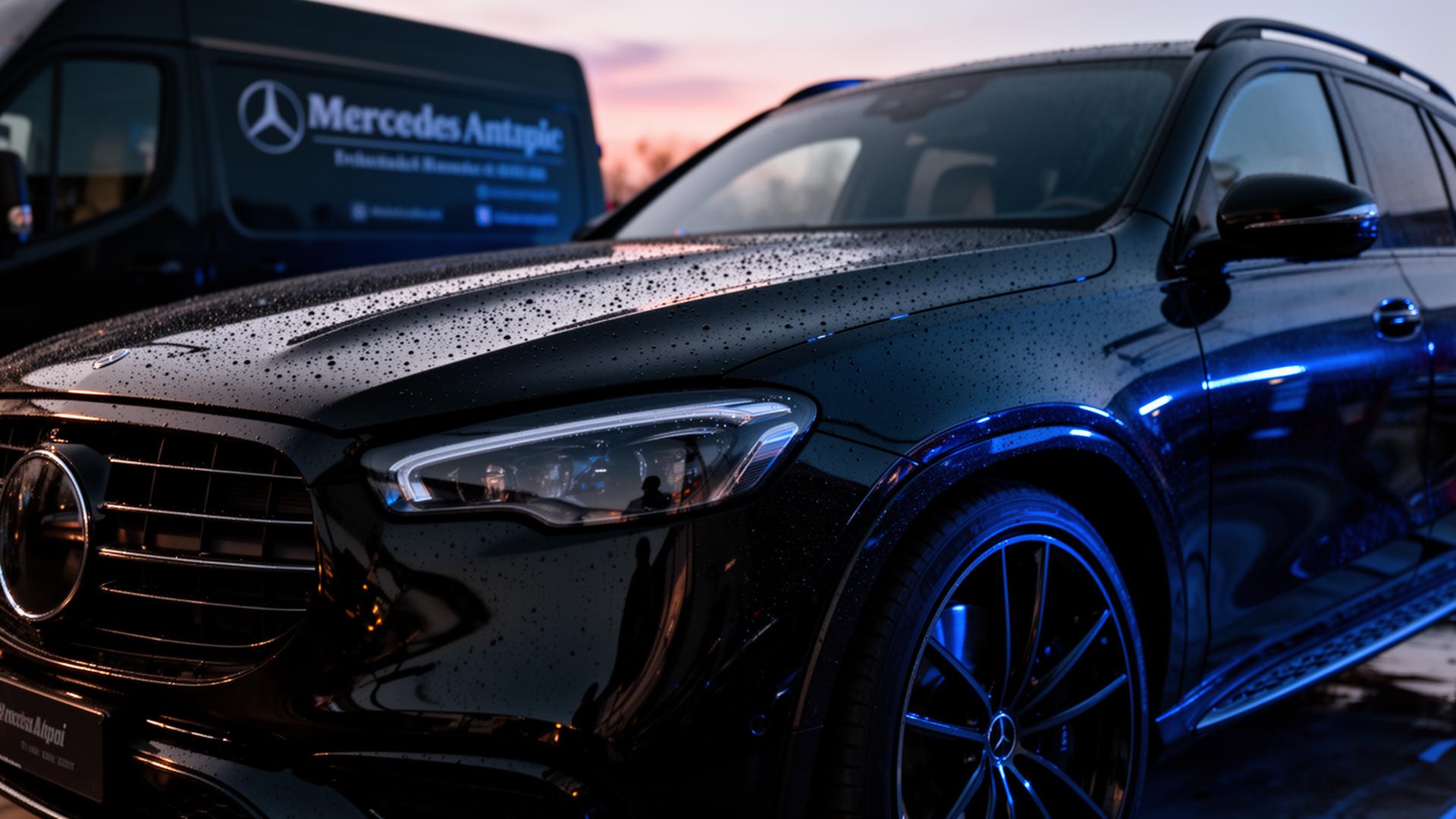 Glossy detailed vehicle at dusk